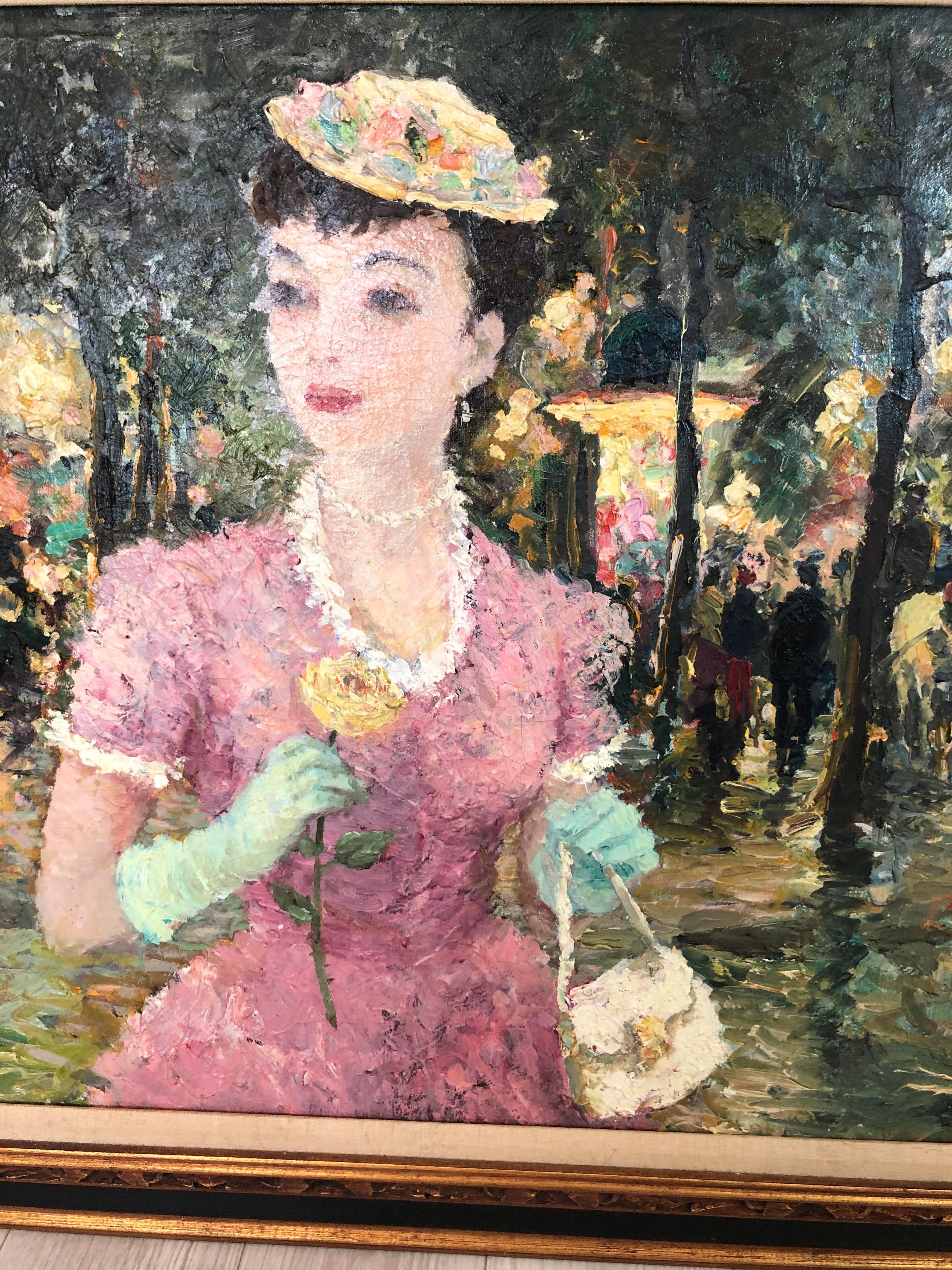 Impasto Impressionist Oil on canvas of a Woman Attributed to Dietz Edzard For Sale 5