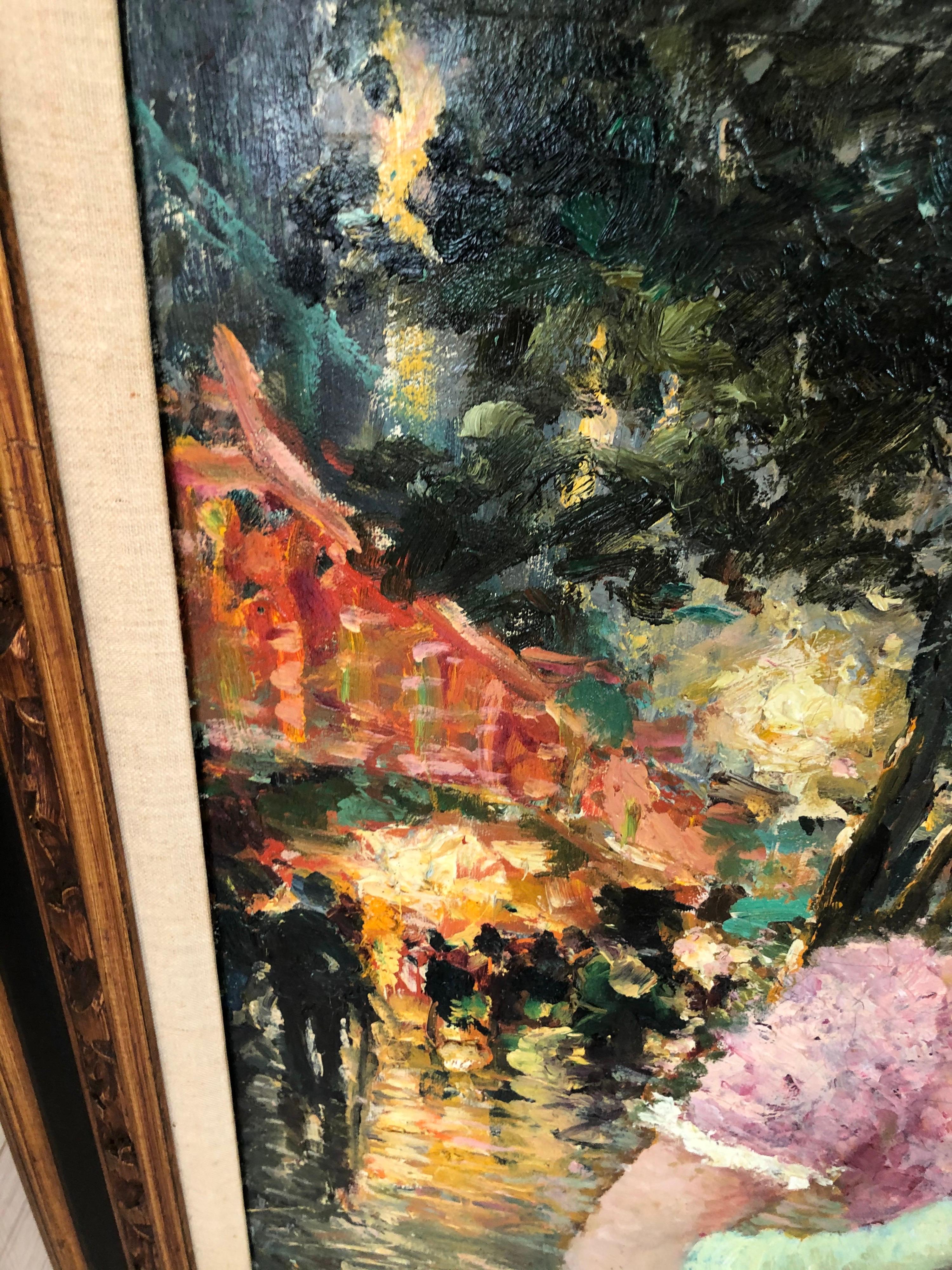 Huile impressionniste sur toile d'une femme attribuée à Dietz Edzard en vente 10