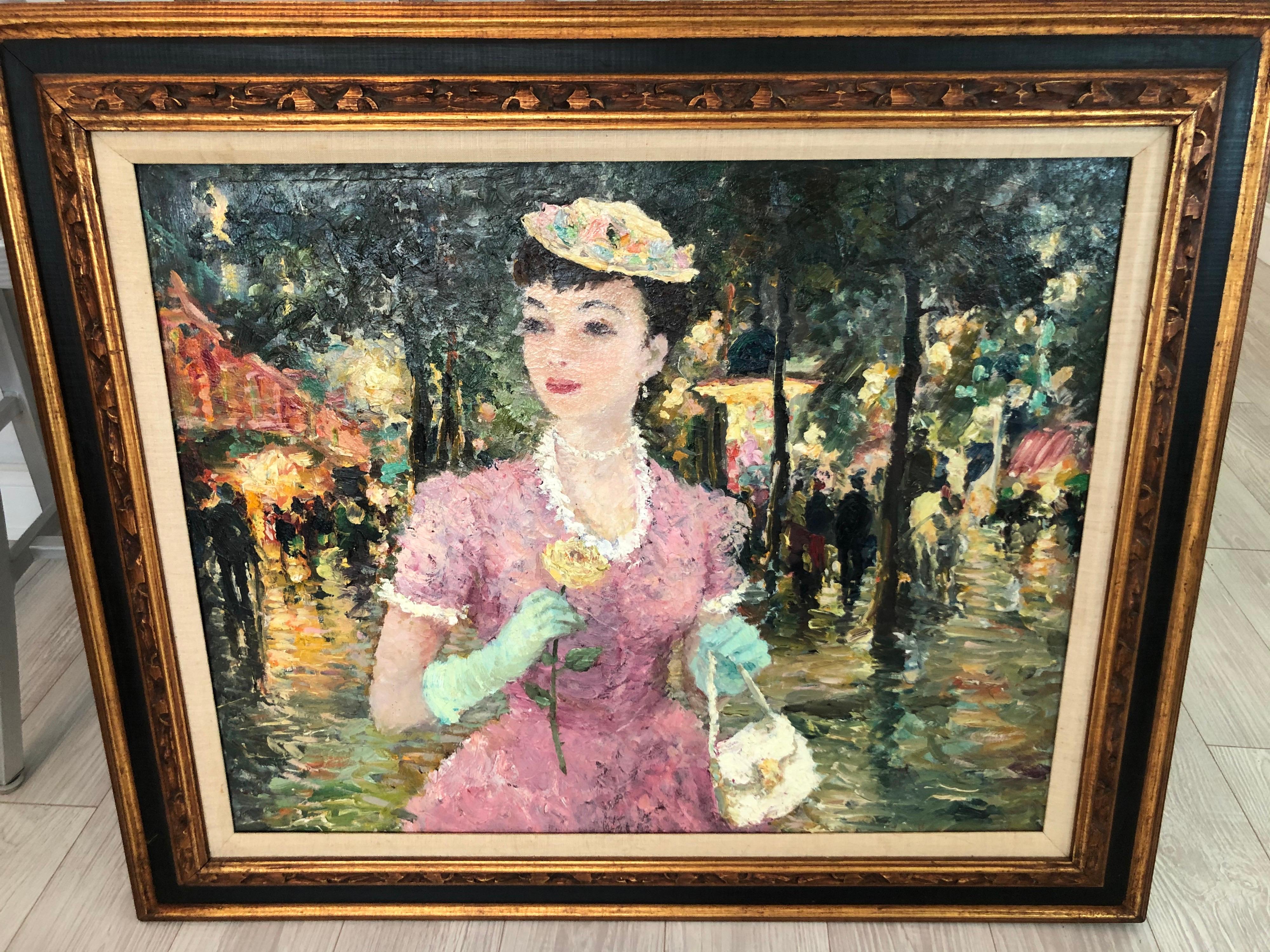 French Impasto Impressionist Oil on canvas of a Woman Attributed to Dietz Edzard For Sale