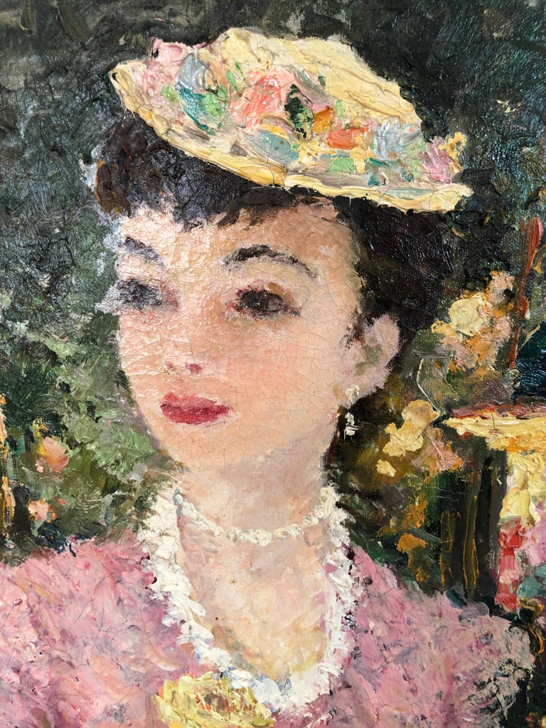 Dietz Edzard Oil on Canvas of Woman with Rose For Sale at 1stDibs