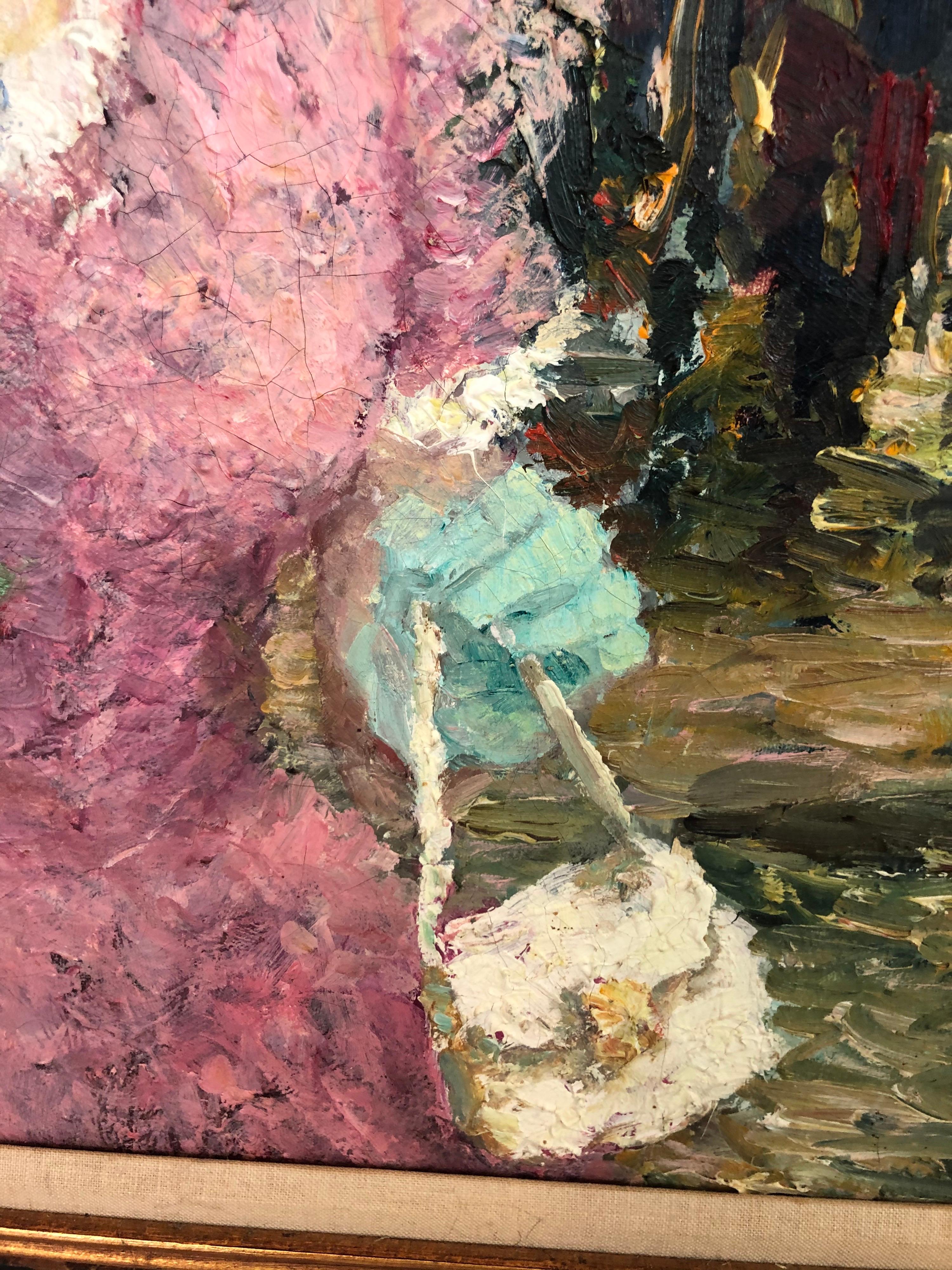 Huile impressionniste sur toile d'une femme attribuée à Dietz Edzard en vente 2