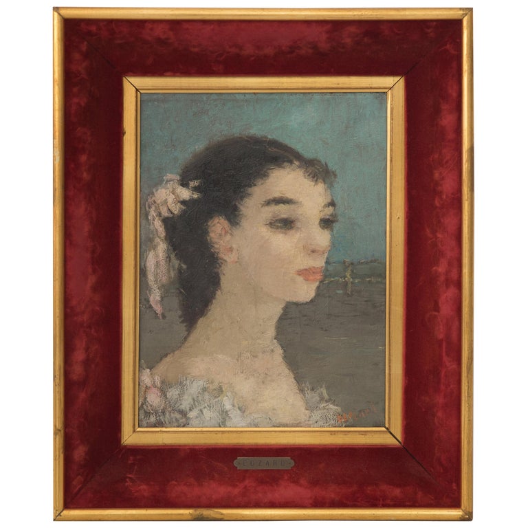 Dietz Edzard Oil Painting, Portrait of a Young Woman with Flowers For ...