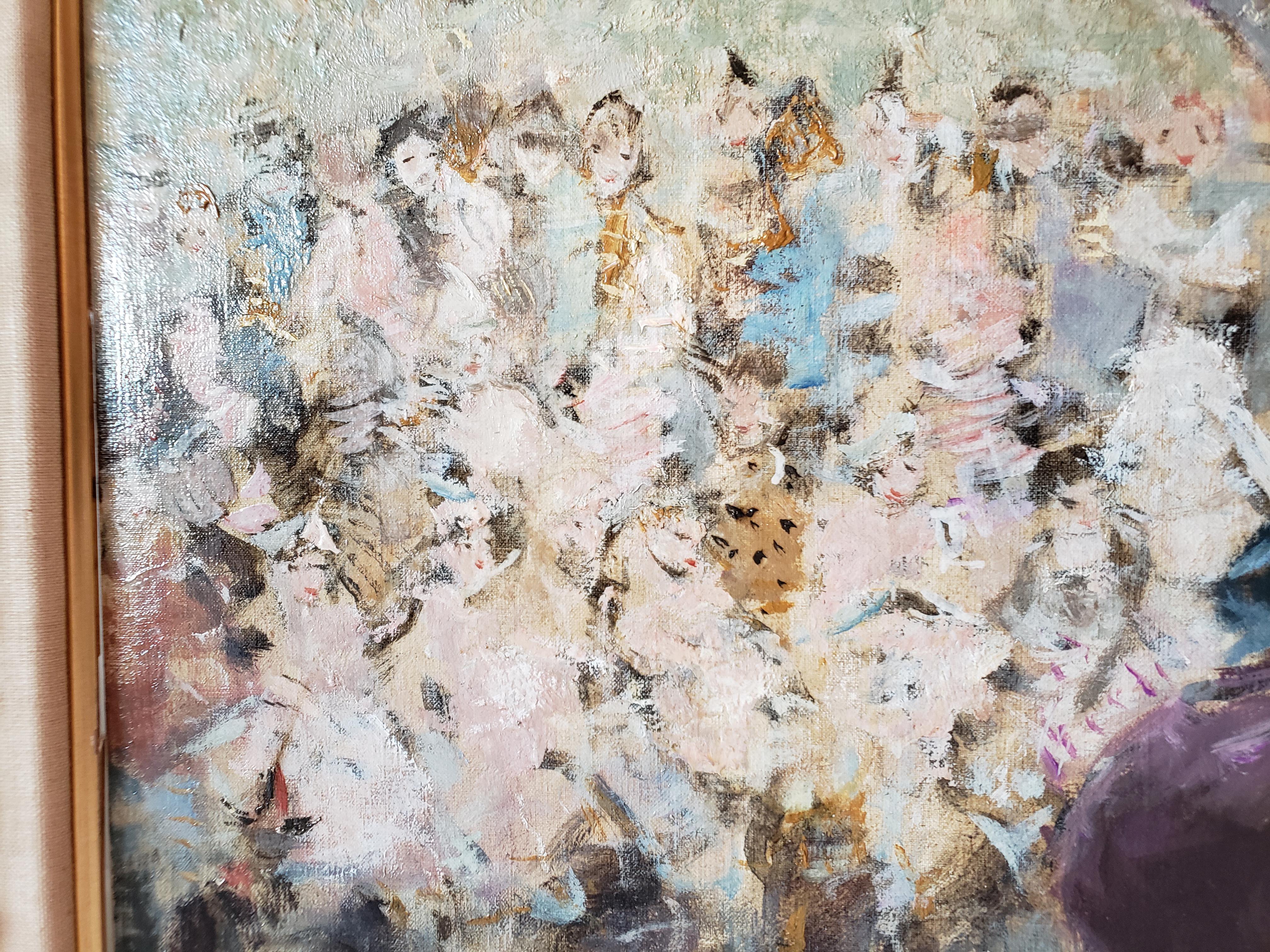 Au Bal Masque - Spanish girl at Opera - Like Degas - Post-Impressionist Painting by Dietz Edzard