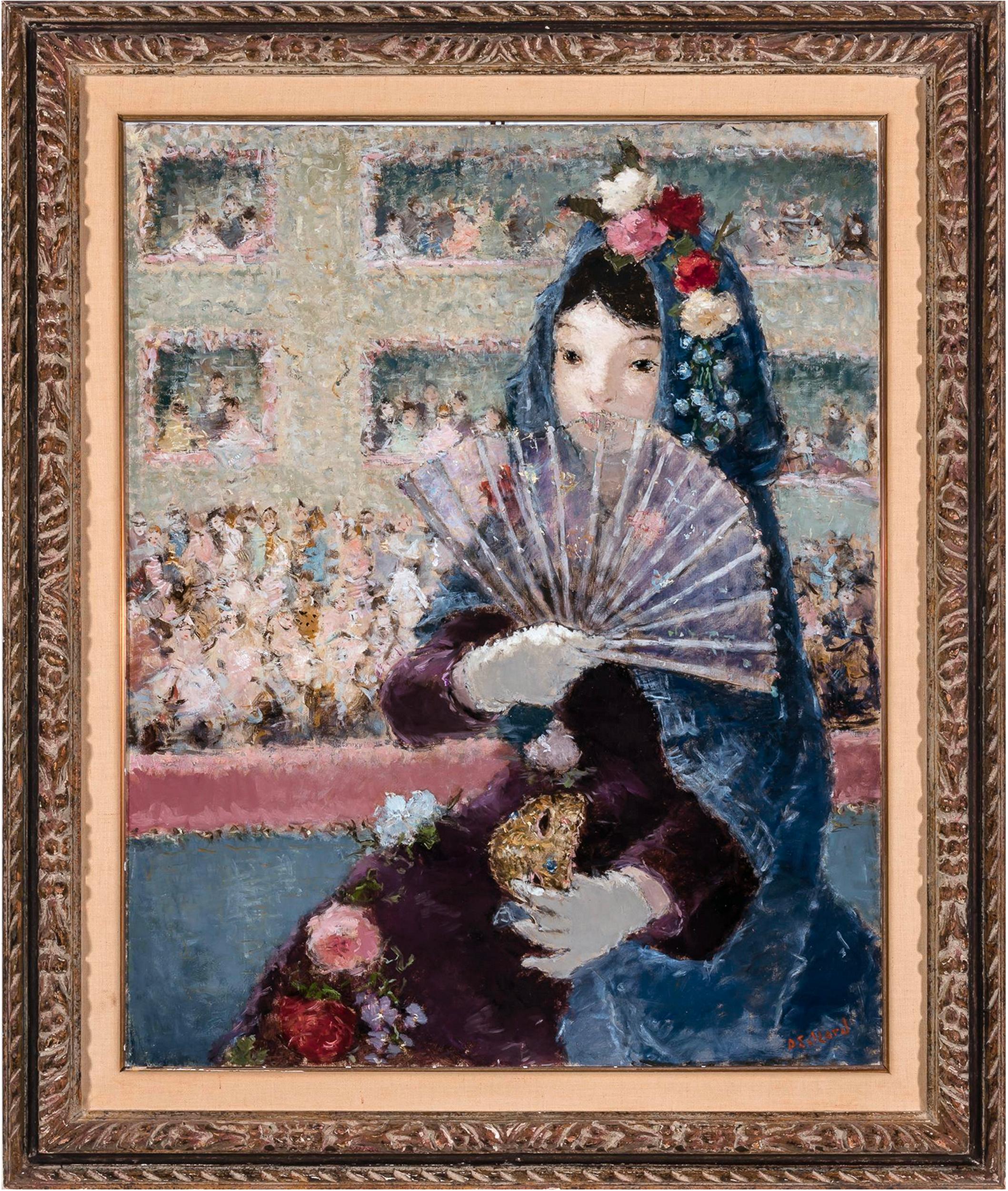 Dietz Edzard Portrait Painting - Au Bal Masque - Spanish girl at Opera - Like Degas
