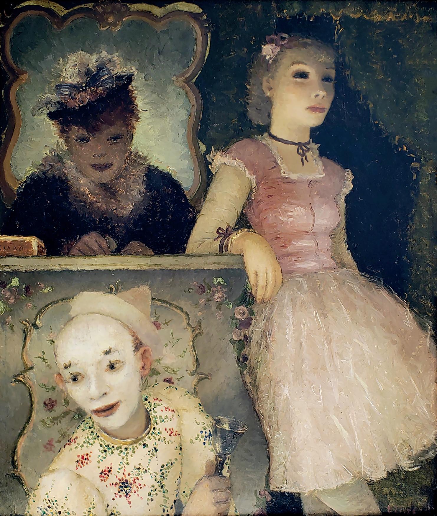 Dietz Edzard Portrait Painting - Ballerina, Clown and  Festival Performers Like Degas