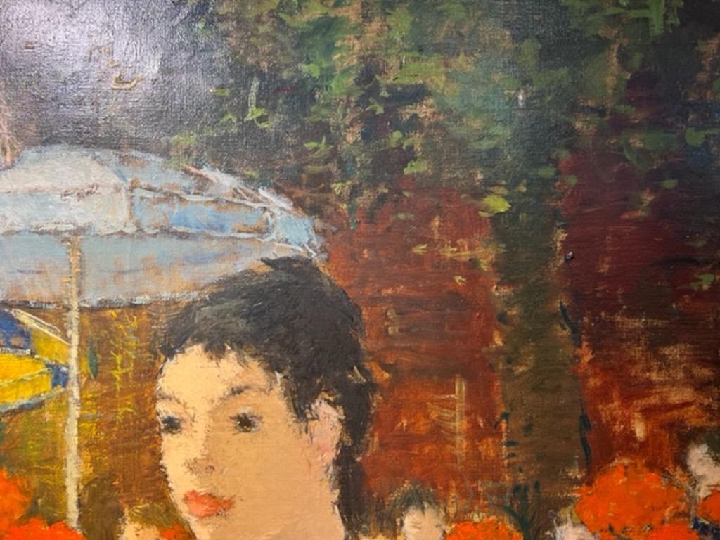 Summer Cafe - Black Figurative Painting by Dietz Edzard