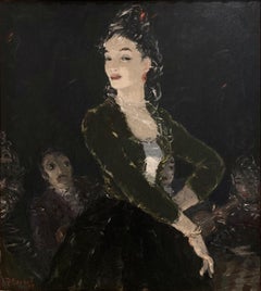 "La Danseuse Espagnole (The Spanish Dancer) Peinture à l'huile impressionniste encadrée