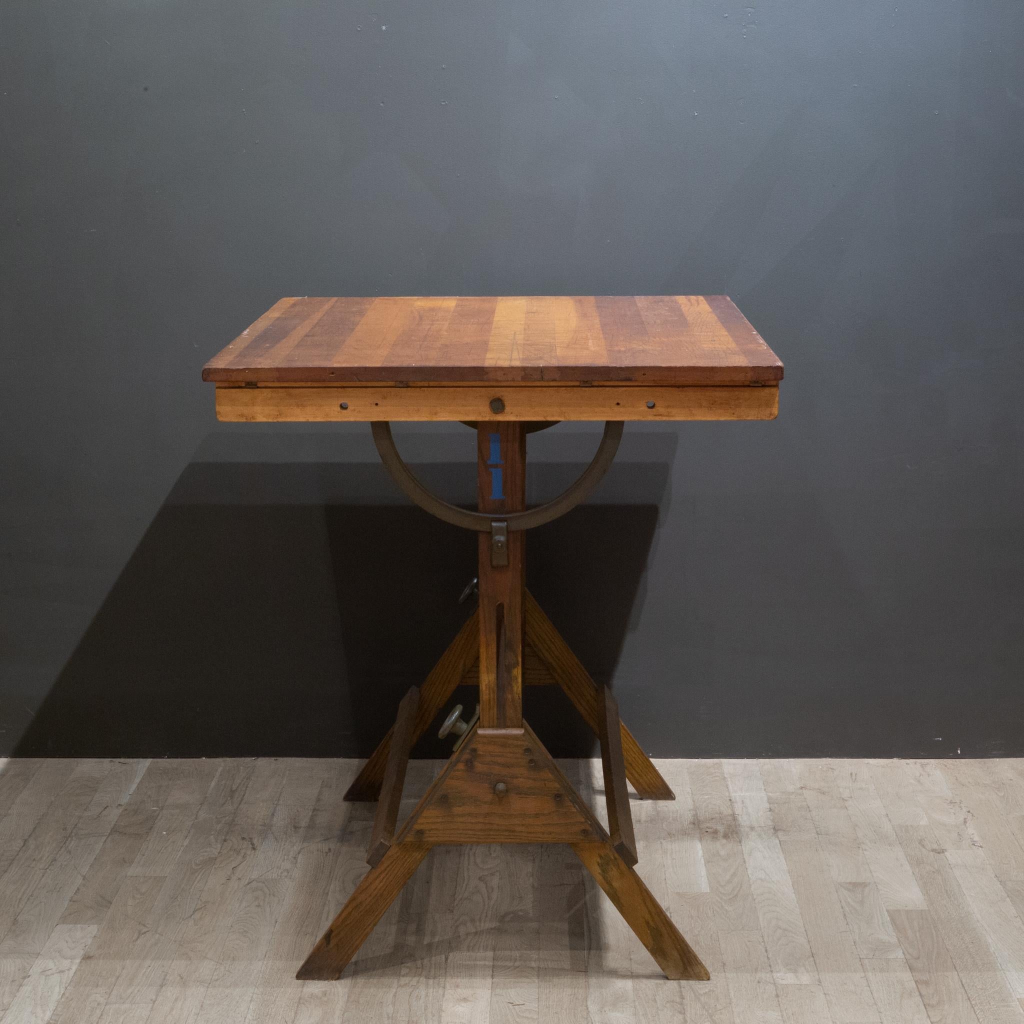 20th Century Dietzgen Drafting Table/Dining Table/Desk with Army Green Brackets C.1930