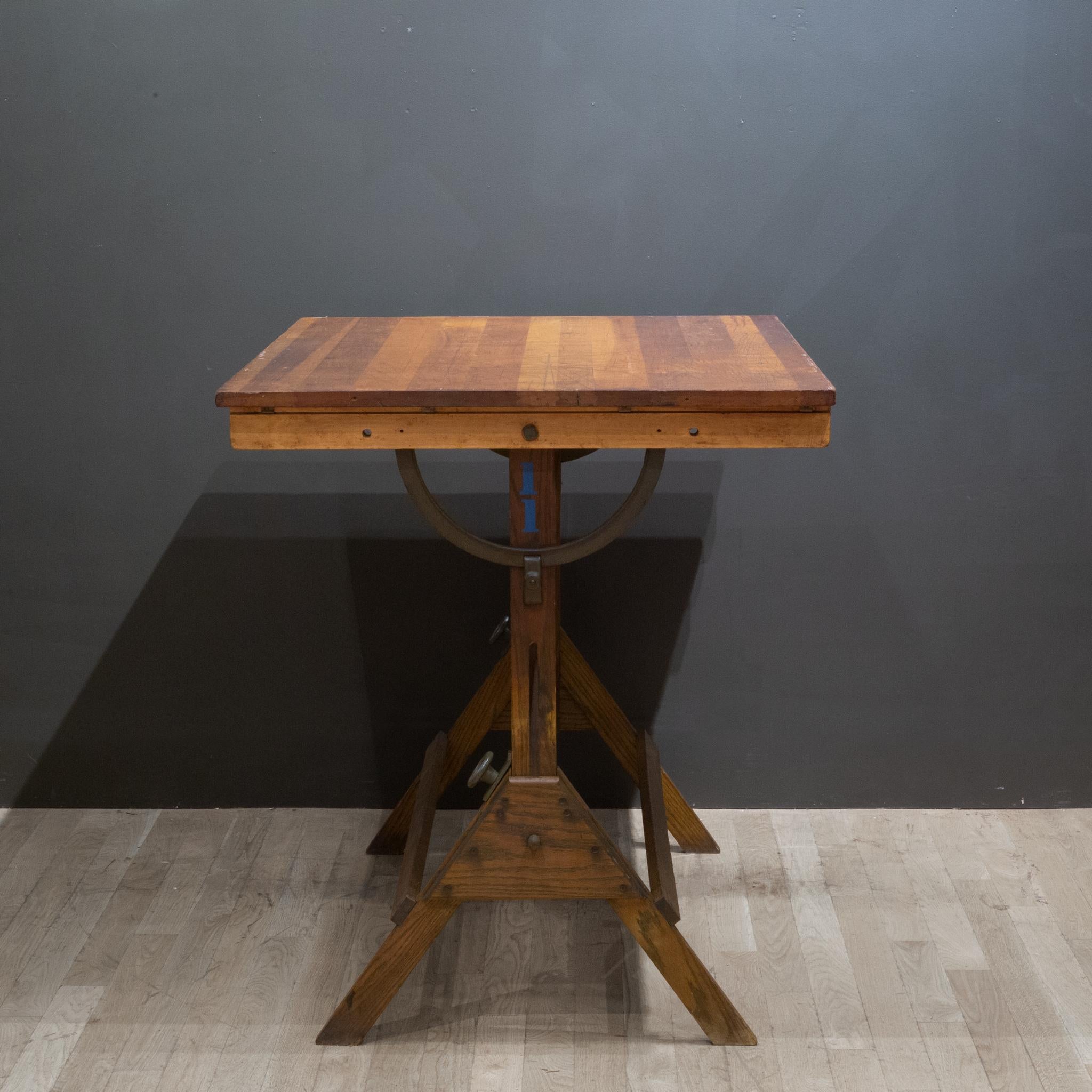 20th Century Dietzgen Drafting Table/Dining Table/Desk with Army Green Brackets C.1930