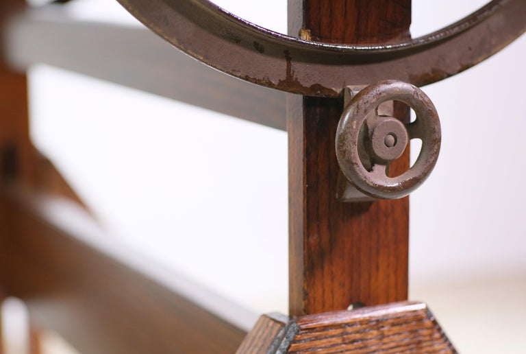 Dietzgen Oak Adjustable Drafting Table with Steel Hardware For Sale at