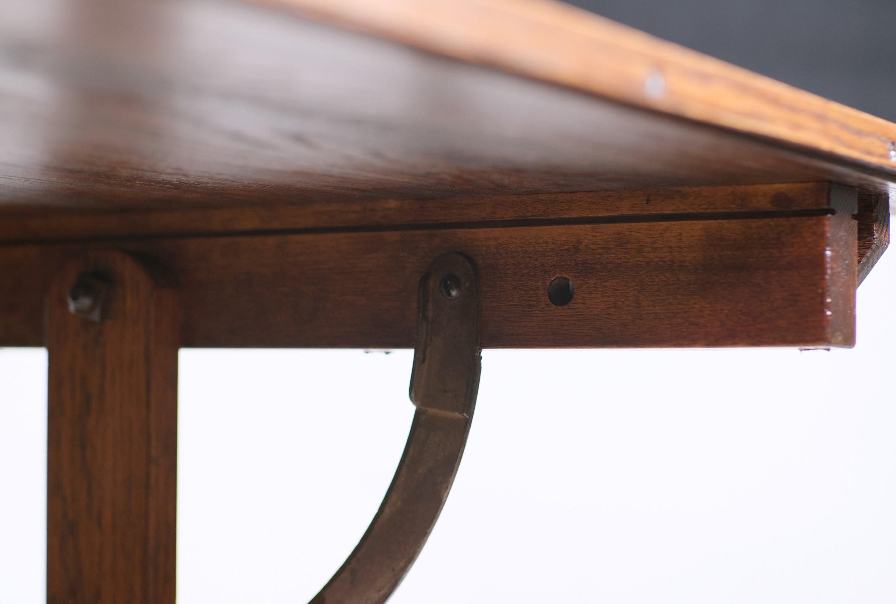 Industrial Dietzgen Oak Adjustable Drafting Table with Steel Hardware