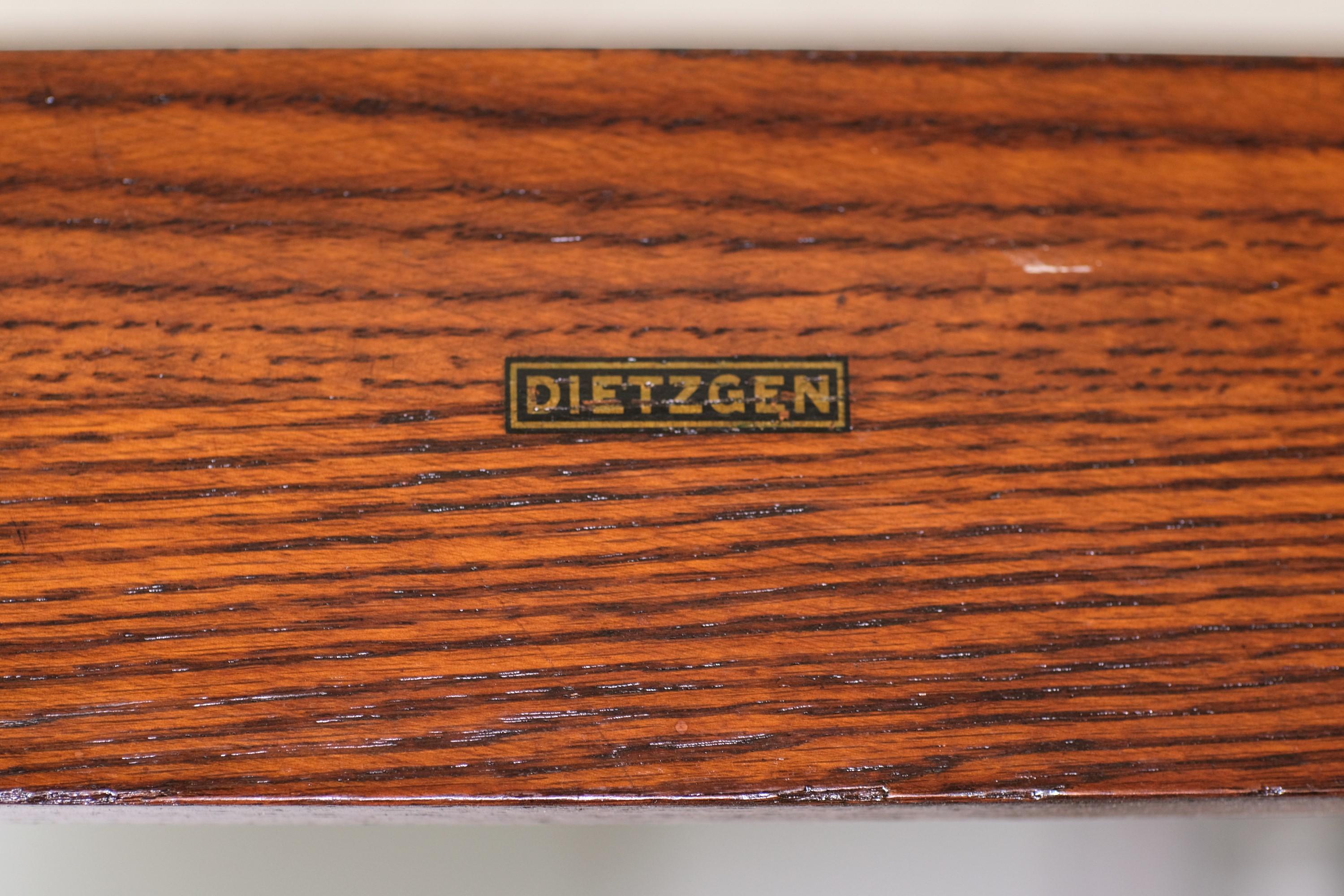 American Dietzgen Oak Adjustable Drafting Table with Steel Hardware