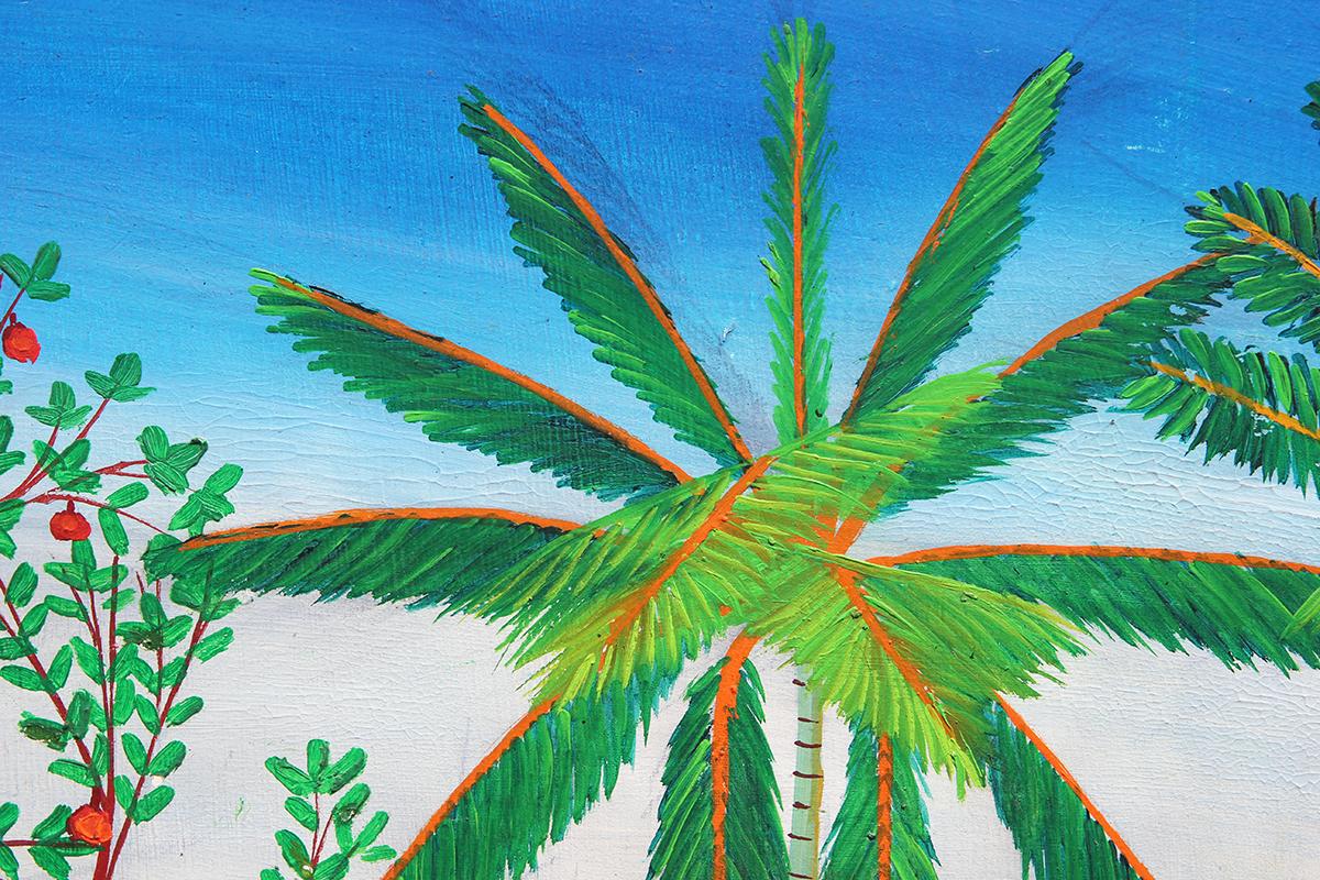 Adán y Eva en el Jardín del Edén reimaginados en Jacmel, Haití Pintura de arte popular en venta 6
