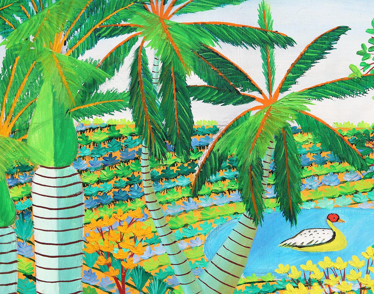 Adán y Eva en el Jardín del Edén reimaginados en Jacmel, Haití Pintura de arte popular en venta 4