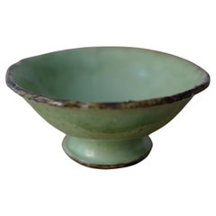 Antique Dieulefit Provence Green Glazed Bowl 1960