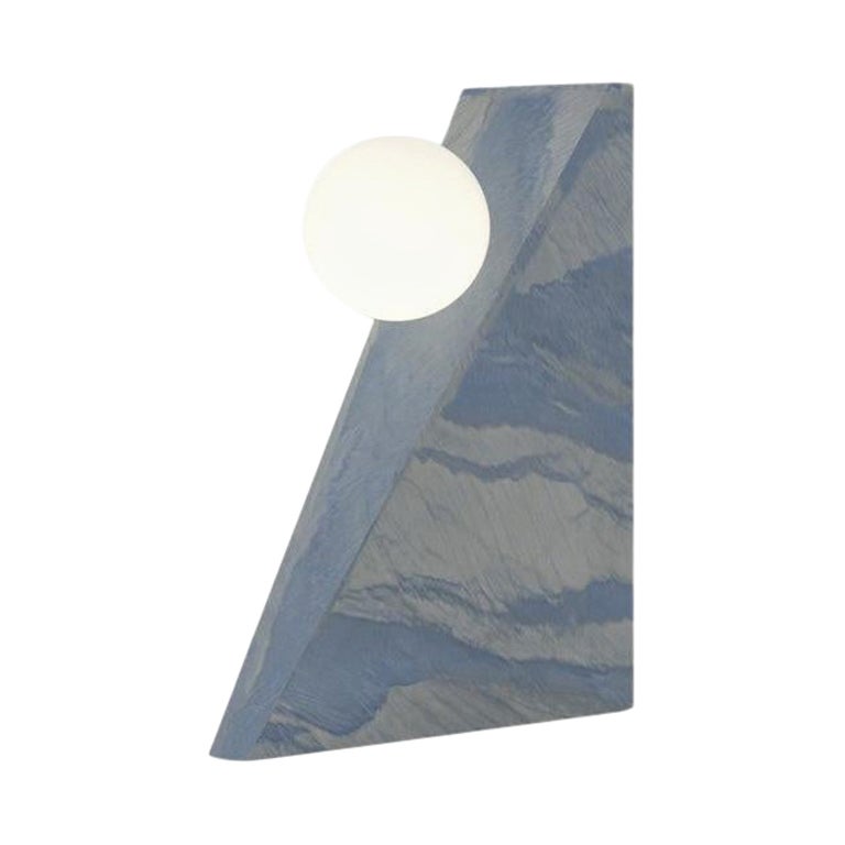 Dieus, L Table Lamp, Azul Macaubas Marble with F. Wooden Case by Sissy Daniele