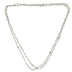 Different Size Variation Diamond Long Station White Gold Necklace Different Size Variation Diamond Long Station White Gold Necklace