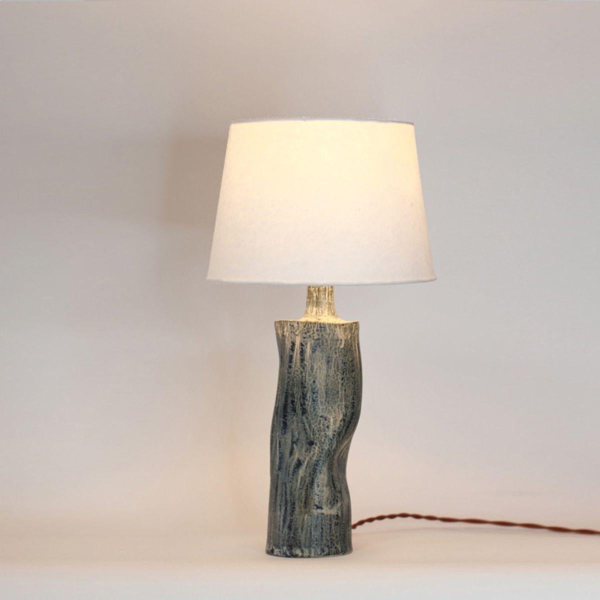 Modern 'Difforme' Tiger Glaze Table Lamp with Parchment Shade by Design Frères For Sale