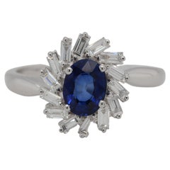 Diffusion Blue Sapphire and Diamond Ring in 18 Karat Gold