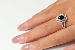 Diffusion Blue Sapphire and Diamond Ring in 18 Karat Gold