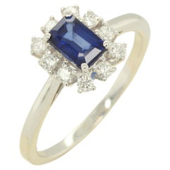 Diffusion Blauer Saphir und Diamant-Ring aus 18 Karat Gold