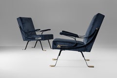 Digamma Armchair by Ignazio Gardella Gavina Blue Velvet, Italian Modernism