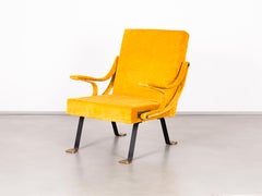 Digamma Armchair by Ignazio Gardella Upholstery in Yellow Linen Velvet