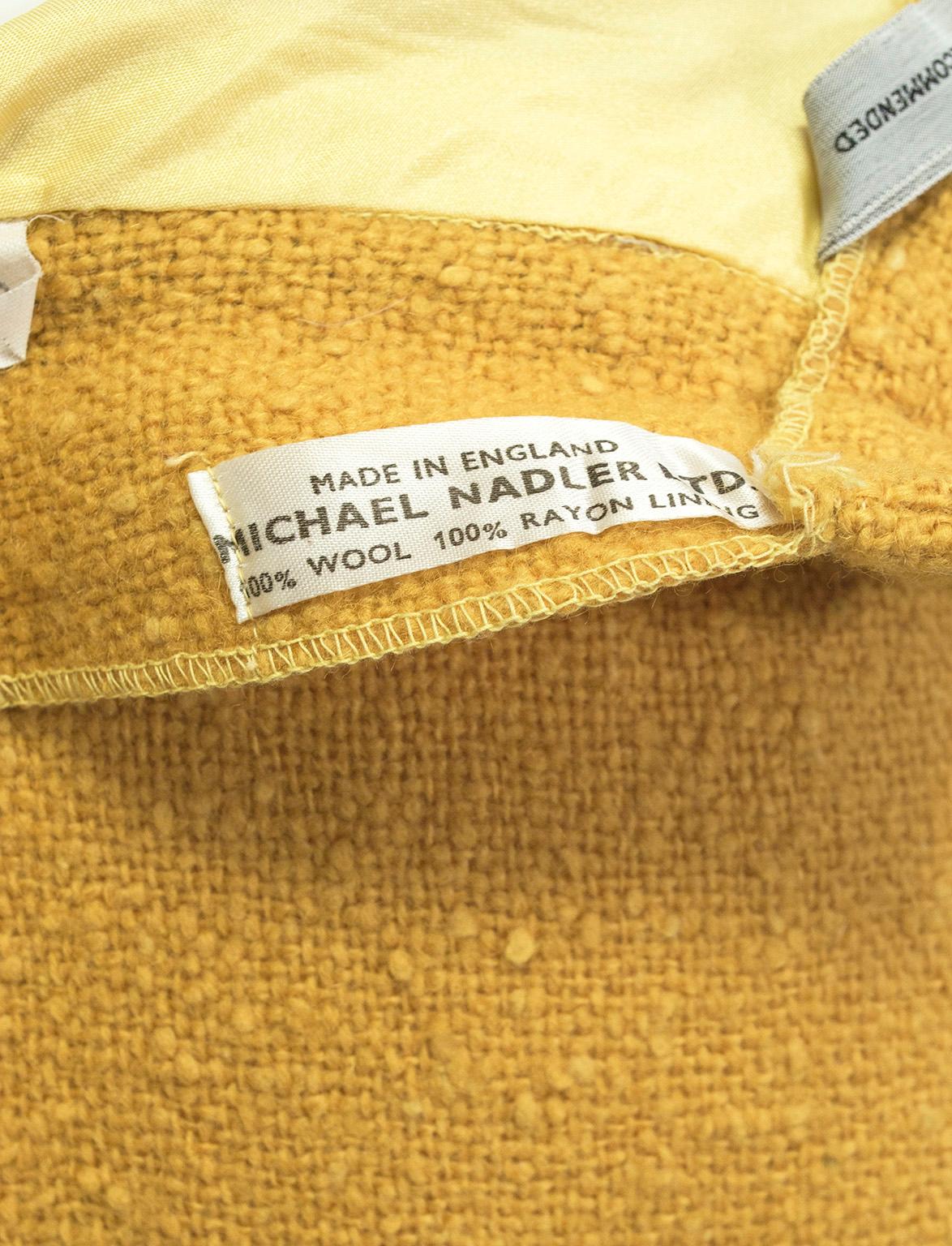Digby Morton Mustard Wool Bouclé Maximalist Appliqué Novelty Skirt - M, 1960s For Sale 2