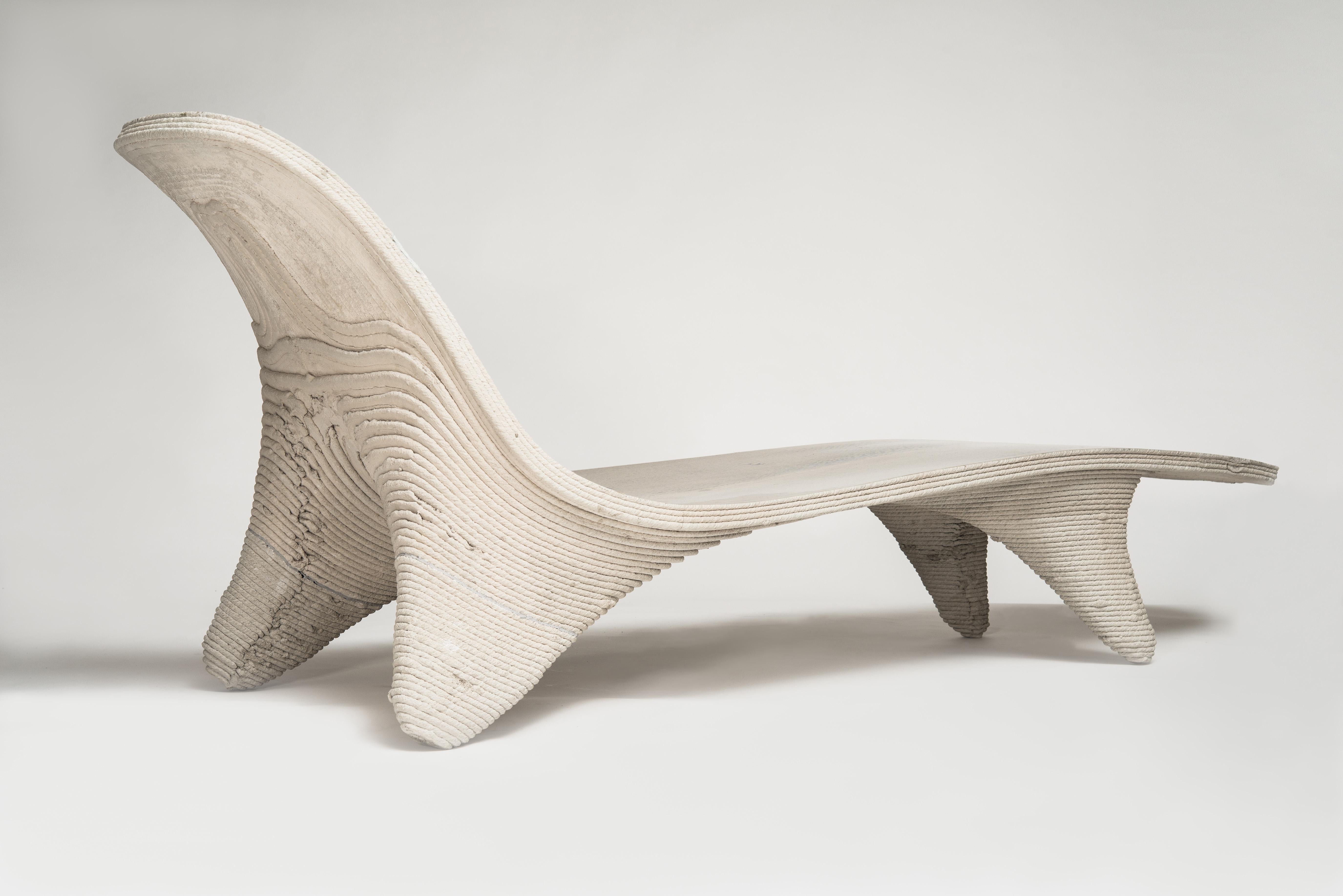 Digital Chaiselongue by Philipp Aduatz
2018
Edition of 8 + 4 A/P
Dimensions: 90 × 50 × 50cm
Materials: Concrete 3D printed, Carbon fibre reinforced

The Digital Chaiselongue emerged from a collaboration of Viennese product designer Philipp