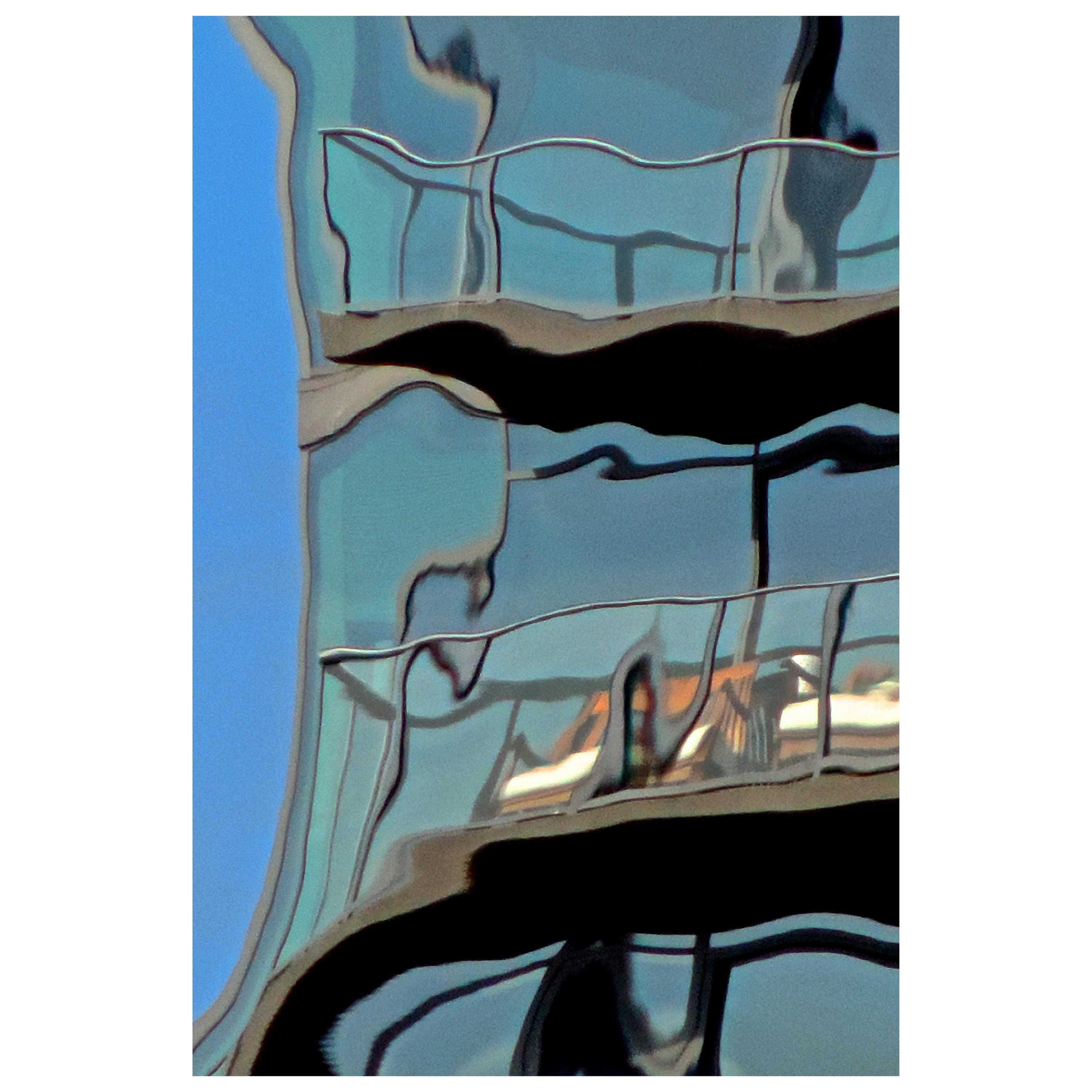 Architecture Blue Glass Reflection Digital Photographic Print by Dave Lasker For Sale