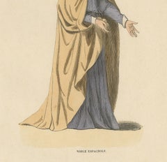 Dignified Poise of a Spanish Noblewoman in an Original Lithograph Published 1847