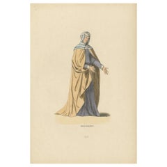 Digno porte de una noble española en una litografía original publicada en 1847