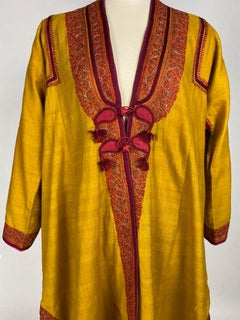 Dignitary coat or Choga in Safran Pashmina - India Punjab 19th century