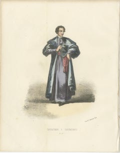Dignity in Ceremony: Handcolored Print of a Papal Caudataire, Plate 27, 1862