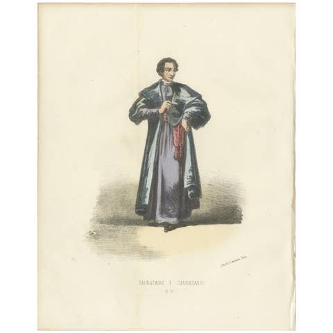 Dignity in Ceremony: Handcolored Print of a Papal Caudataire, Plate 27, 1862