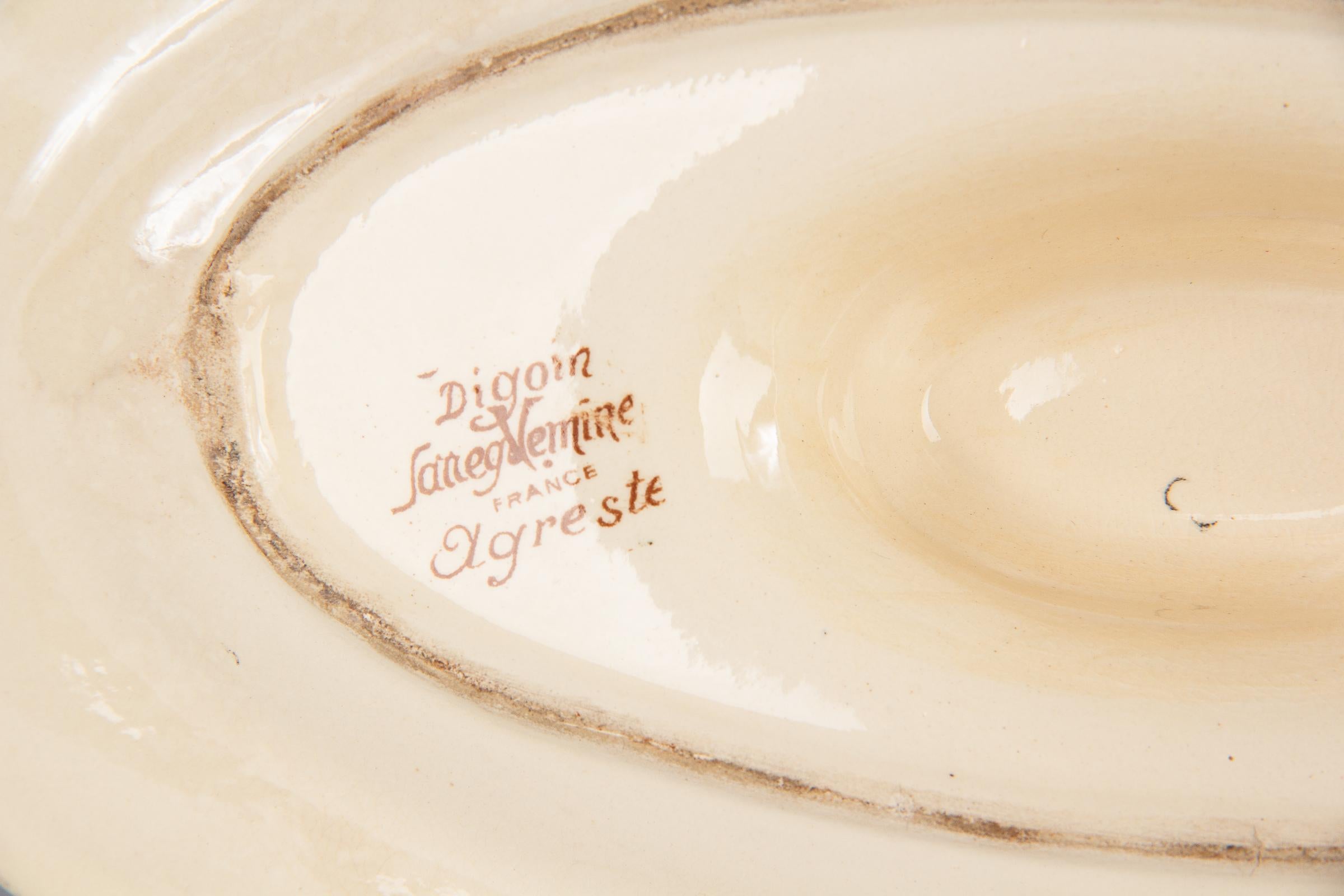 Digoin Agreste Ceramic Gravy Boat from France, 1940s For Sale 8