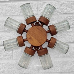 Digsmed, Denmark, spice rack wheel, solid teak, Scandinavian modern, 1960s