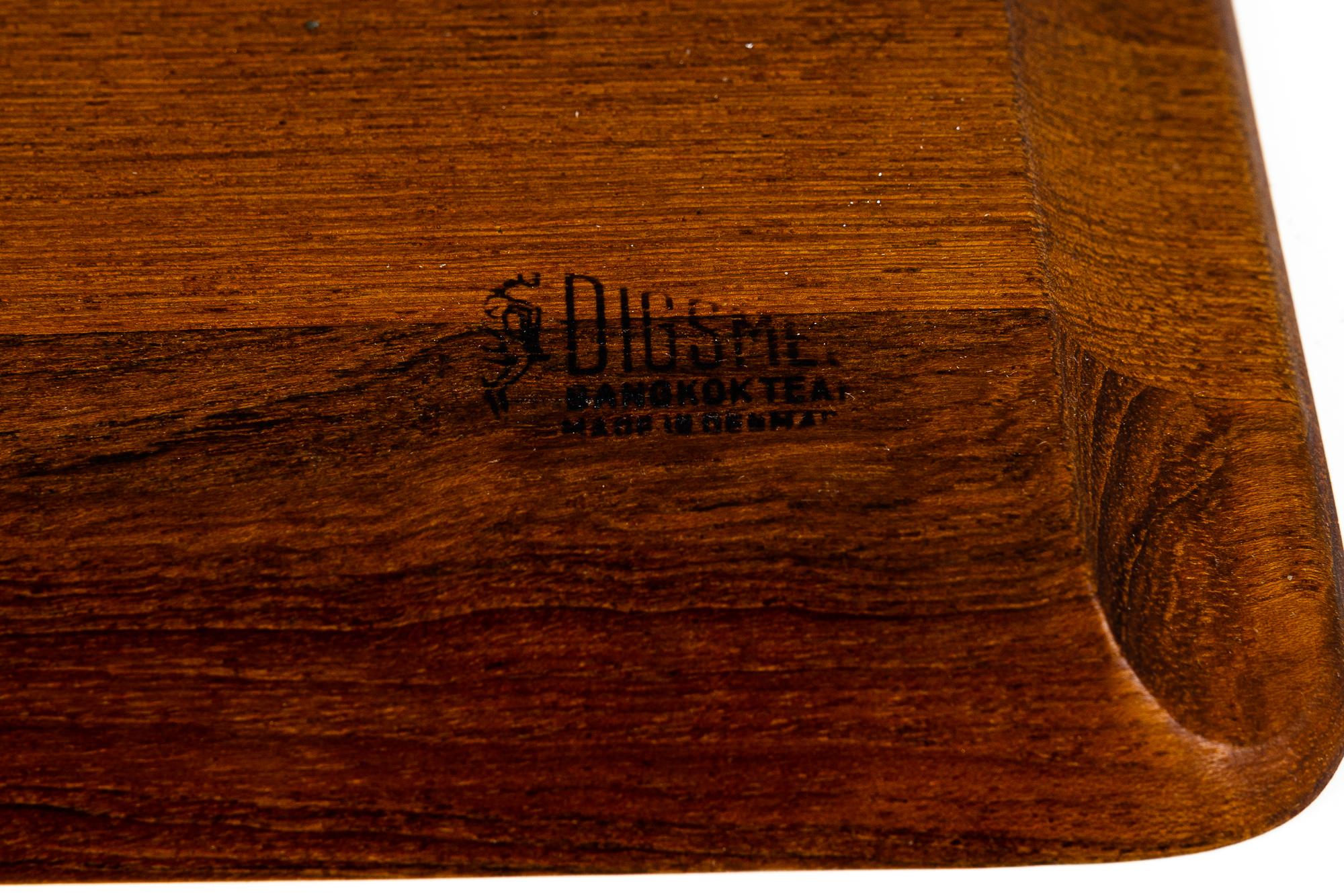 Digsmed Mid-Century Bangkok Teak Wood Tray Server w/ Two Glass Inserts Denmark In Good Condition For Sale In Wien, AT