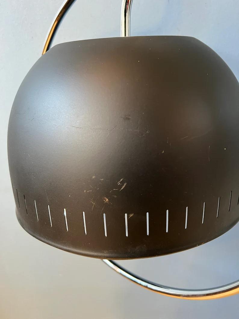 Dijkstra Space Age Hanging Lamp with Chrome Frame and Black Metal Shade, 1970s For Sale 4