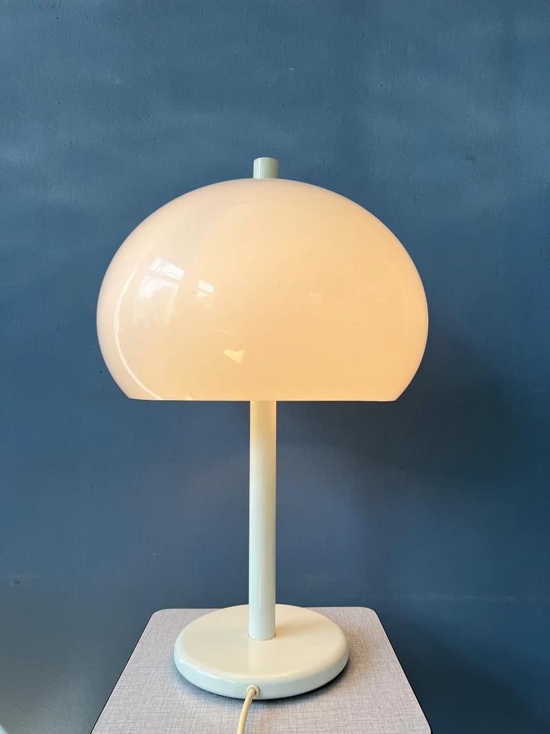 Dijkstra Table Lamp Vintage Mushroom Desk Lamp White Space Age Light, 1970s In Good Condition For Sale In ROTTERDAM, ZH