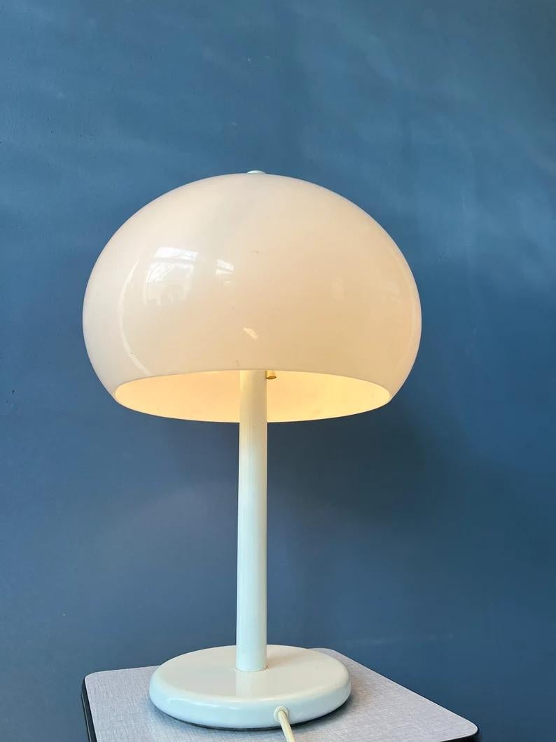 20th Century Dijkstra Table Lamp Vintage Mushroom Desk Lamp White Space Age Light, 1970s For Sale