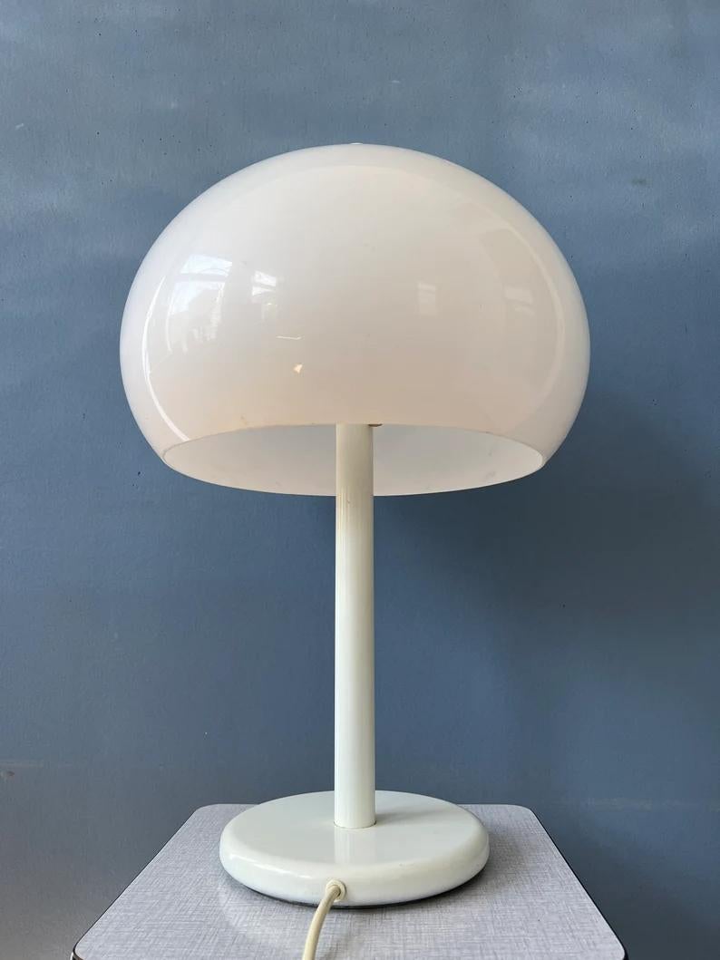 Metal Dijkstra Table Lamp Vintage Mushroom Desk Lamp White Space Age Light, 1970s For Sale