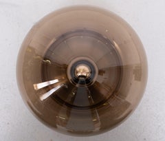 Dijkstra Tear Drop Flush Mount Light, Grey Smoked Glass, 1970s Holland