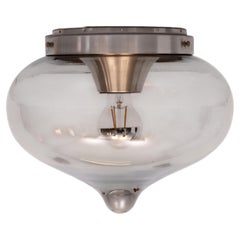 Dijkstra Tear Drop Flush Mount Light, Grey Smoked Glass, 1970s Holland