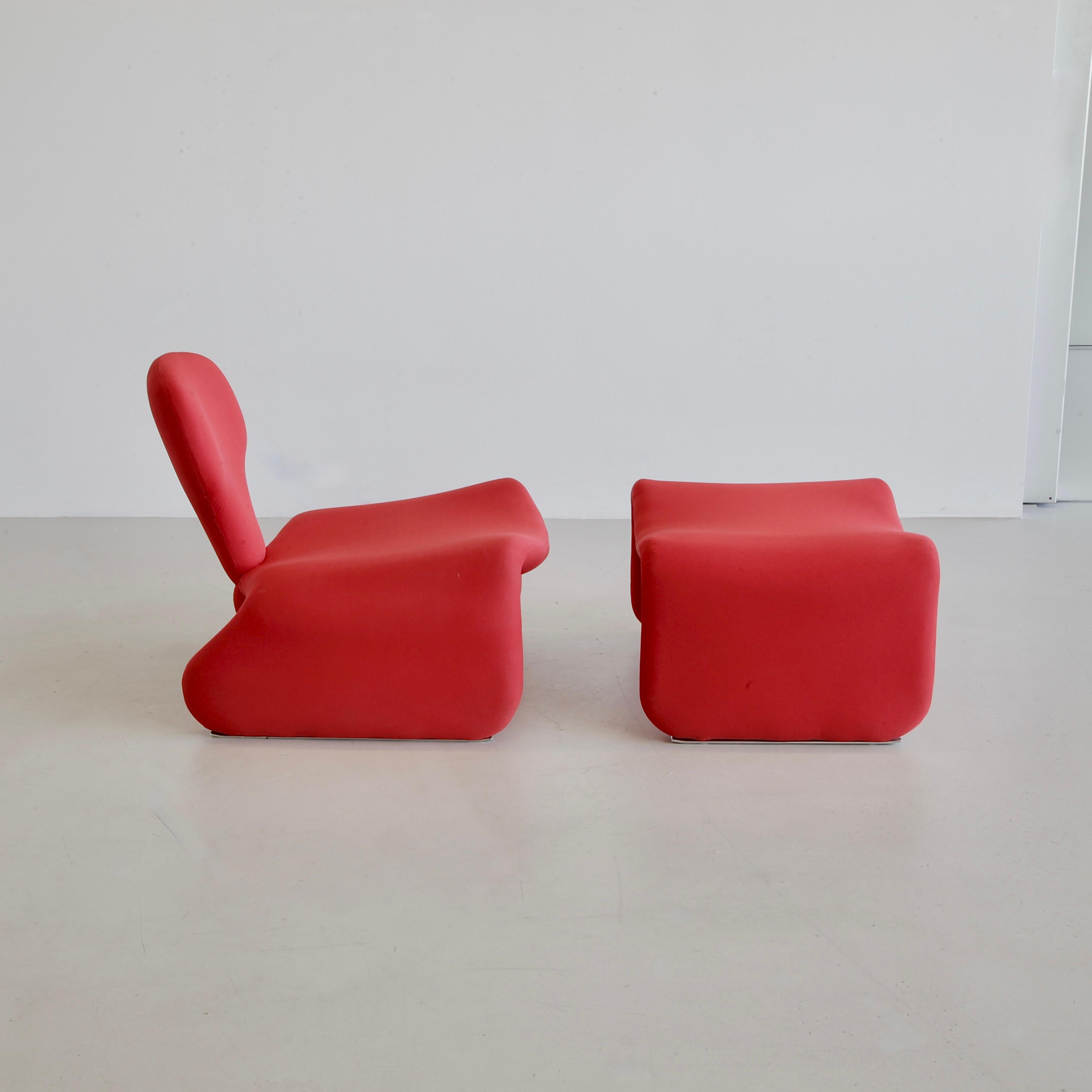 French Dijnn Chair and Footstool, Designed by Olivier Mourgue, France, Airborne, 1965 For Sale
