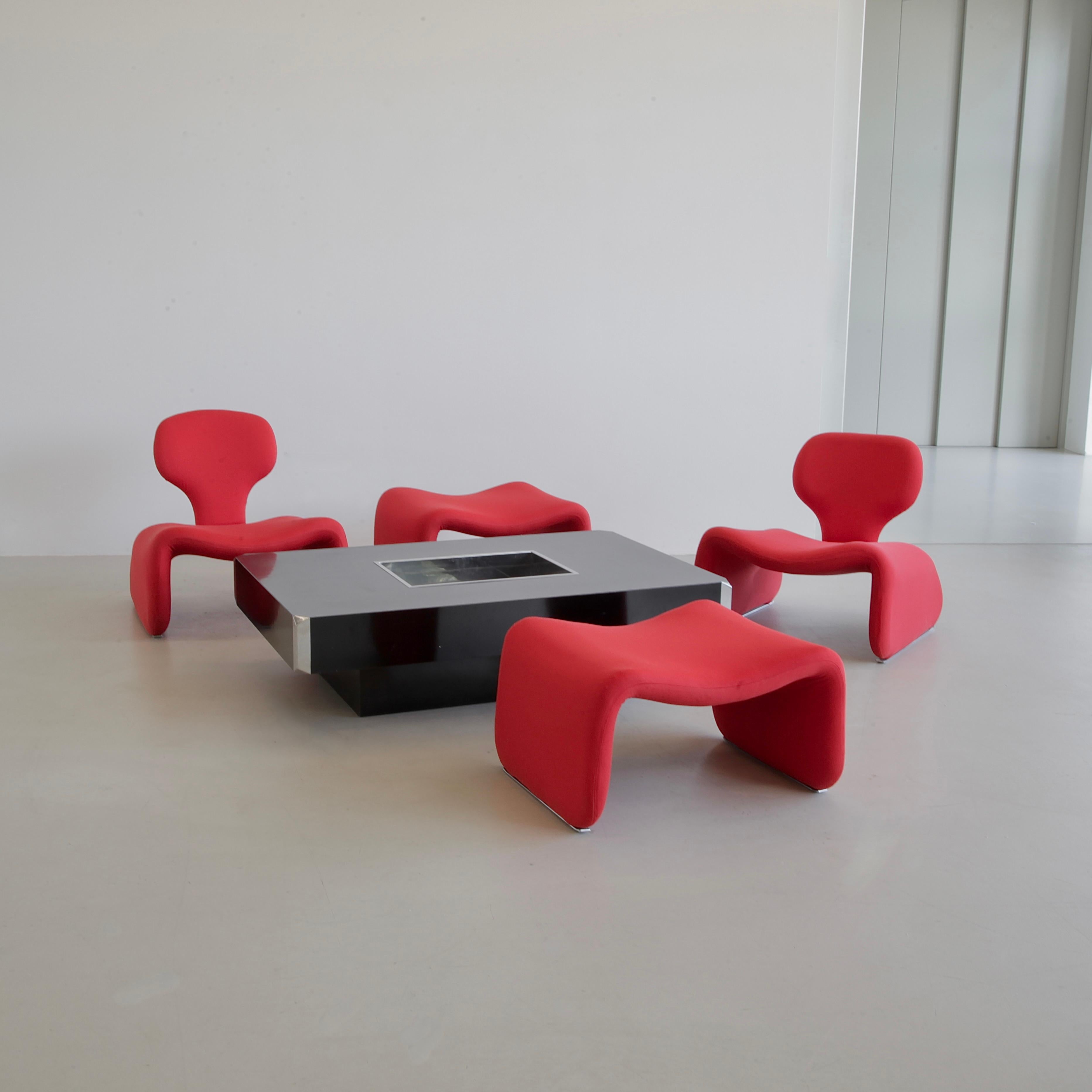 Wool Dijnn Chair and Footstool, Designed by Olivier Mourgue, France, Airborne, 1965 For Sale