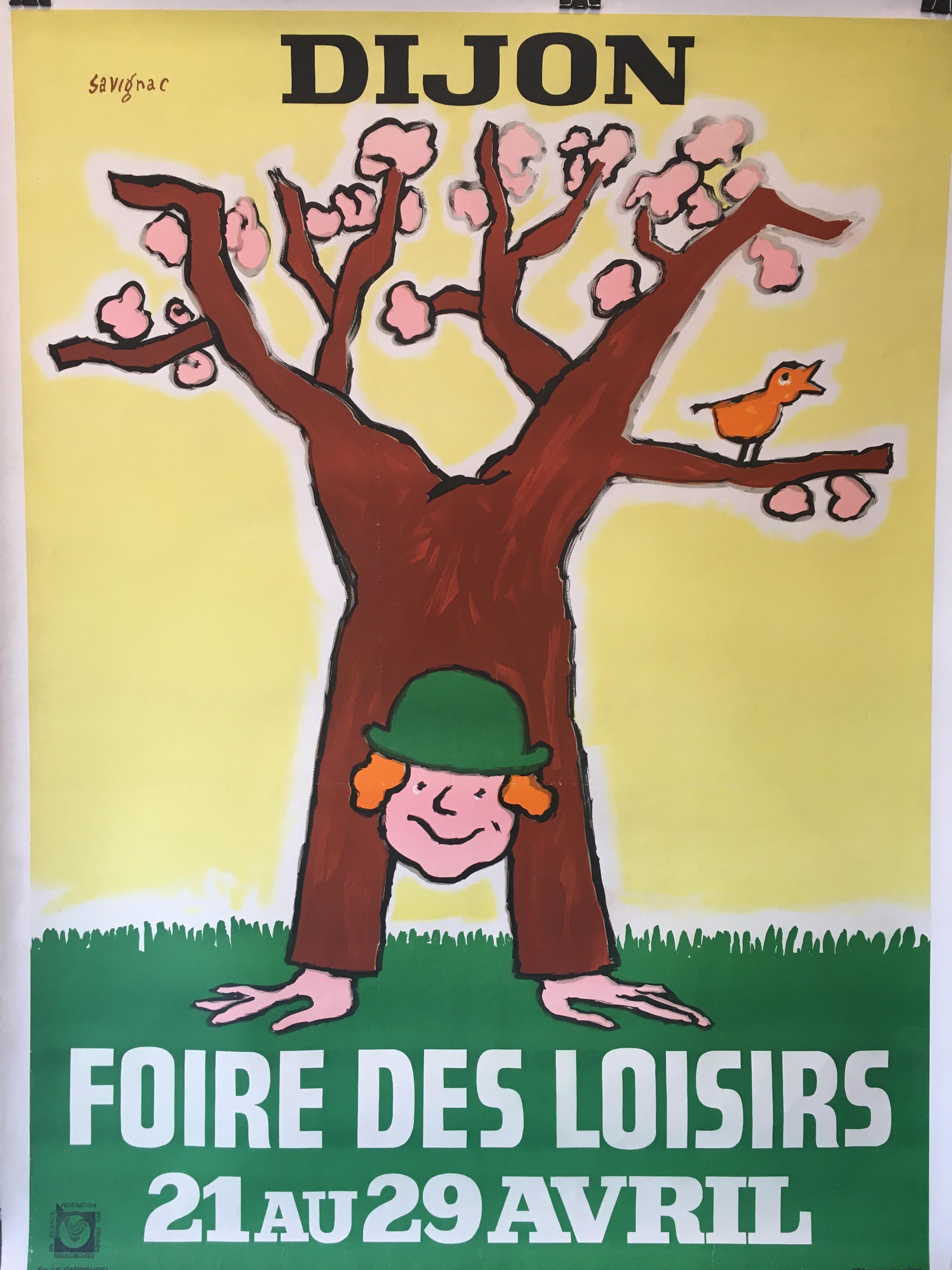 Mid-Century Modern Dijon Foire Des Loisirs by Savignac Original Vintage French Advertising Poster