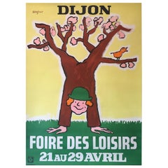 Dijon Foire Des Loisirs de Savignac Cartel Publicitario Original Vintage Francés