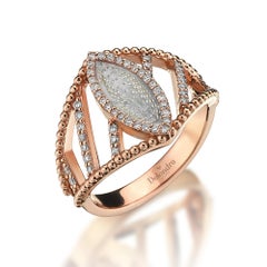 Dilara Ensari Handmade Mesopotamian-Inspired 14K Gold Diamond Filigree Eye Ring
