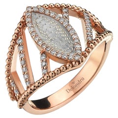 Dilara Ensari Handmade Mesopotamian-Inspired 14K Gold Diamond Filigree Eye Ring